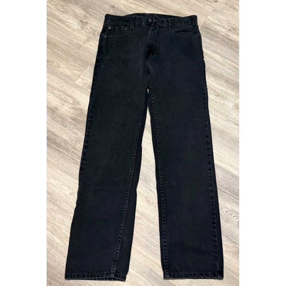 Levis 505 Regular Fit Straight Leg Jeans Mens 33x34 Faded Black WaterLess Denim